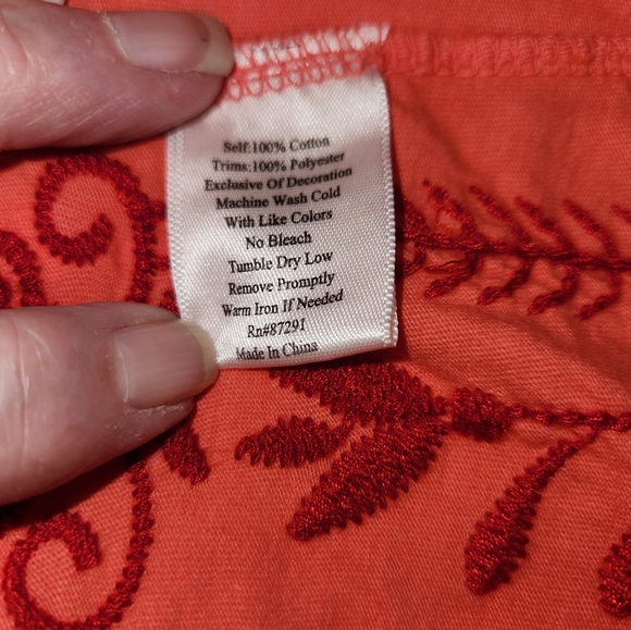 Johnny Was Embroidered Tangerine Orange Pullover Poncho Style Tunic Size S Soft - Picture 8 of 8